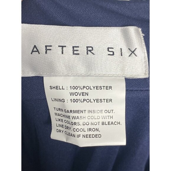 AFTER SIX Wide Strap Notch Empire Waist Dress With Front Slit Midnight Navy 10 - Picture 7 of 11